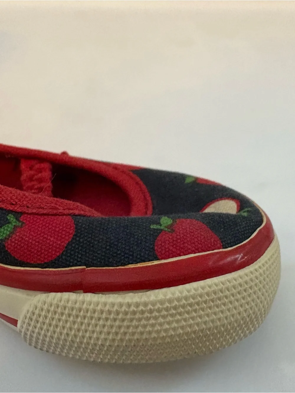 Gymboree prep school navy blue red apple print mary jane style shoes size 4